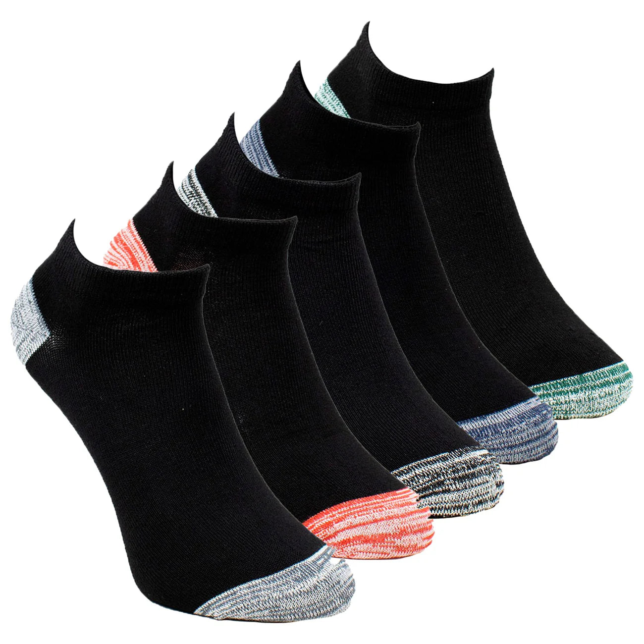 Calceta Pack 5 Caballeros Polivelvet Negro/Colores Jaspeados