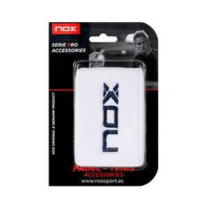 Muñequera Nox Blanca LOGO Azul X2